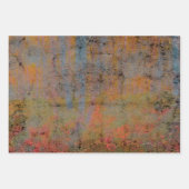 カントリー素朴ヴィンテージオレンジ色の青いテクスチャ ラッピングペーパーシート (正面3)