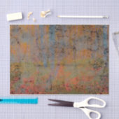 カントリー素朴ヴィンテージオレンジ色の青いテクスチャ 薄葉紙 (クラフト)