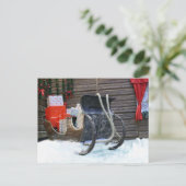 カントリー素朴ヴィンテージオールドスレイプレゼント ポストカード (スタンド正面)