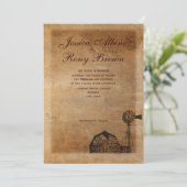 カントリー素朴ヴィンテージキャンバスバーンウィンドミル 招待状 (スタンド正面)