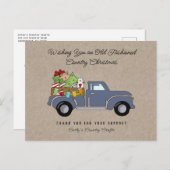 カントリー素朴ヴィンテージクリスマストラックホリデイ ポストカード (正面/裏面)