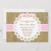 カントリー素朴ヴィンテージバーラップベビーシャワー招待状 招待状 (正面)