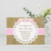 カントリー素朴ヴィンテージバーラップベビーシャワー招待状 招待状 (スタンド正面)