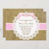 カントリー素朴ヴィンテージバーラップベビーシャワー招待状 招待状 (正面/裏面)