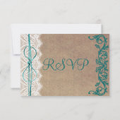 カントリー素朴ヴィンテージブラウンティール（緑がかった色）結婚式の出欠 出欠カード (裏面)