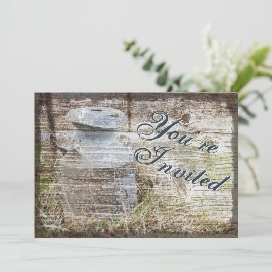 カントリー素朴ヴィンテージミルクが結婚式の招待を 招待状 (スタンド正面)