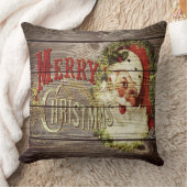 カントリー素朴ヴィンテージメリークリスマスとサンタ クッション (ブランケット)