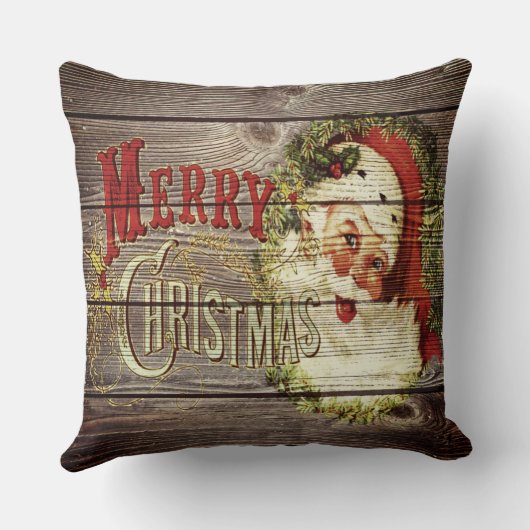 カントリー素朴ヴィンテージメリークリスマスとサンタ クッション (裏面)