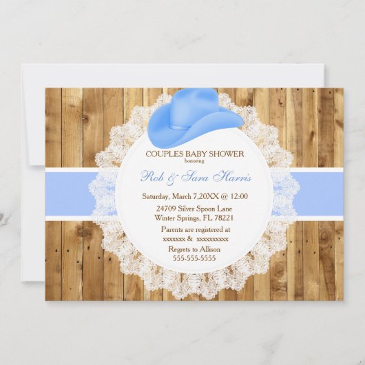 カントリー素朴ヴィンテージ迷彩柄ベビーシャワー招待状 招待状 (正面)