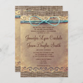 カントリー素朴ヴィンテージBurlap結婚式招待状 招待状 (正面/裏面)