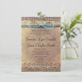 カントリー素朴ヴィンテージBurlap結婚式招待状 招待状 (スタンド正面)