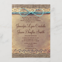 カントリー素朴ヴィンテージBurlap結婚式招待状