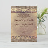 カントリー素朴ヴィンテージBurlap結婚式招待状 招待状 (スタンド正面)