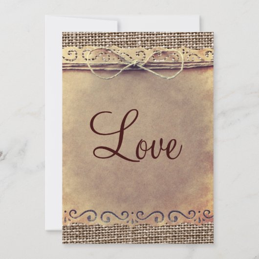 カントリー素朴ヴィンテージBurlap結婚式招待状 招待状 (裏面)