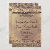 カントリー素朴ヴィンテージBurlap結婚式招待状 招待状 (正面/裏面)