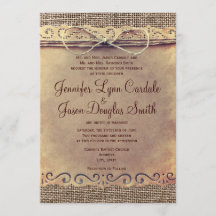 カントリー素朴ヴィンテージBurlap結婚式招待状