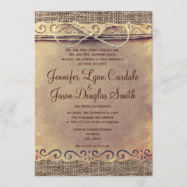 カントリー素朴ヴィンテージBurlap結婚式招待状 招待状