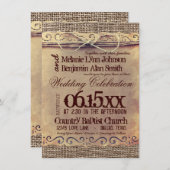カントリー素朴ヴィンテージBurlap結婚式招待状 招待状 (正面/裏面)