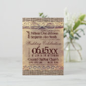 カントリー素朴ヴィンテージBurlap結婚式招待状 招待状 (スタンド正面)