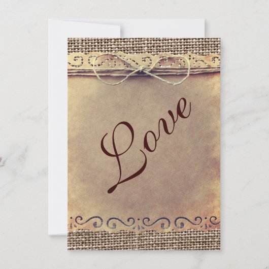 カントリー素朴ヴィンテージBurlap結婚式招待状 招待状 (裏面)
