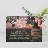 カントリー素朴ヴィンヤードワインバレル赤ちゃんシャワー 招待状 (スタンド正面)