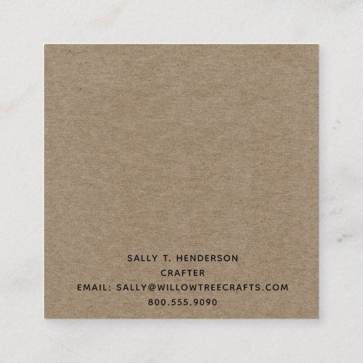 カントリー素朴初期のクラフトウィローツリー スクエア名刺 (裏面)