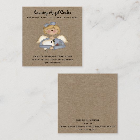 カントリー素朴初期のクラフトエンジェル スクエア名刺 (正面/裏面)