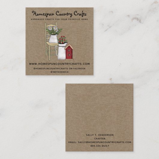 カントリー素朴初期のクラフト スクエア名刺 (正面/裏面)