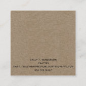 カントリー素朴初期のクラフト スクエア名刺 (裏面)