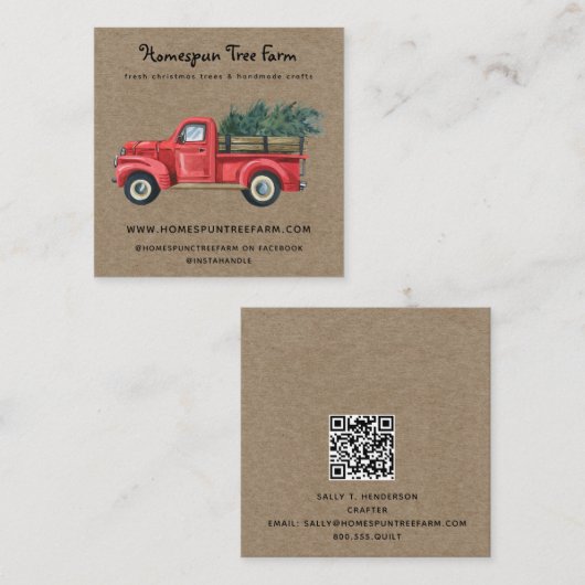 カントリー素朴初期のクラフト スクエア名刺 (正面/裏面)