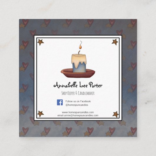 カントリー素朴初期のグラビーキャンドル&スターズ スクエア名刺 (裏面)