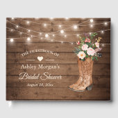 カントリー素朴女性のカーボーイブーツフローラブライダルシャワー ゲストブック (正面)