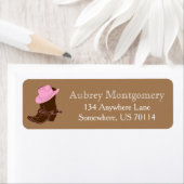 カントリー素朴女性のカーボーイブーツ&ピンクハット ラベル (インサイチュ)