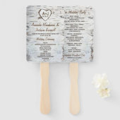 カントリー素朴樺の木ツリーバーク結婚式 プログラム ハンドファン (正面&裏面)