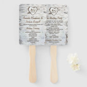 カントリー素朴樺の木ツリーバーク結婚式 プログラム ハンドファン (正面&裏面)