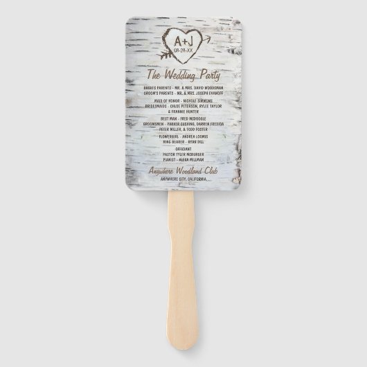 カントリー素朴樺の木ツリーバーク結婚式 プログラム ハンドファン (裏面)