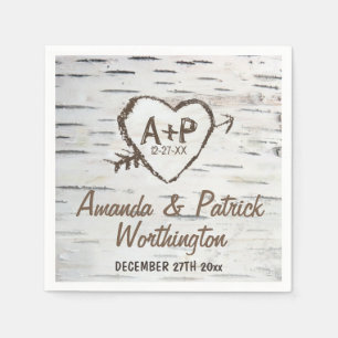 カントリー素朴樺の木ツリー結婚バークズナプキン スタンダードカクテルナプキン