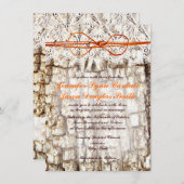 カントリー素朴迷彩柄オレンジボウ結婚式招待状 招待状 (正面/裏面)