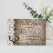 カントリー素朴迷彩柄狩り〔雄ジカの〕枝角結婚出欠届 出欠カード (スタンド正面)