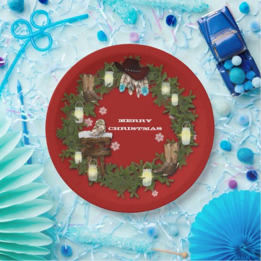 カントリー素朴、ウェスタンジャールライトカウボーイブーツ ペーパープレート (パーティー)