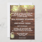 カントリー素朴・ウッド・メイスン・ストリングライツ結婚ズ 招待状 (正面)