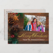 カントリー素朴・ウッド・メリーのクリスマス写真 シーズンポストカード (正面/裏面)