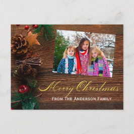 カントリー素朴・ウッド・メリーのクリスマス写真 シーズンポストカード