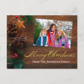 カントリー素朴・ウッド・メリーのクリスマス写真 シーズンポストカード (正面)