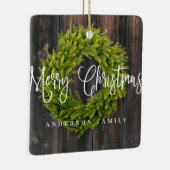 カントリー素朴・ウッド・メリー・クリスマス・グリーティング セラミックオーナメント (右)