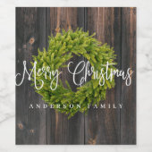 カントリー素朴・ウッド・メリー・クリスマス・グリーティング ワインラベル (シングルラベル)