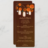 カントリー素朴・オレンジ・メイソン結婚・ジャースのメニュー・カード メニュー (正面/裏面)