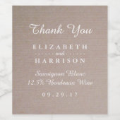 カントリー素朴・クラフト結婚の御厚意に感謝 ワインラベル (シングルラベル)