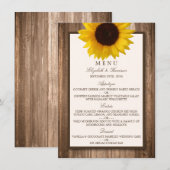 カントリー素朴・ヒマワリとブラウン・ウッドのメ結婚ニュー メニュー (正面/裏面)