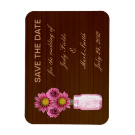 カントリー素朴・ピンク・メイソン・ジャー日付マグネットを保存 マグネット